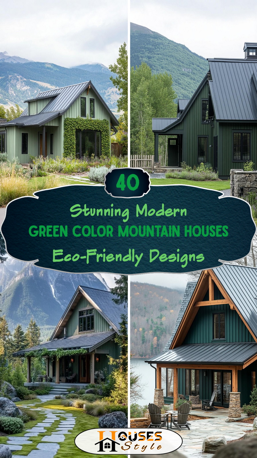 40 Stunning Modern Green Color Mountain Houses