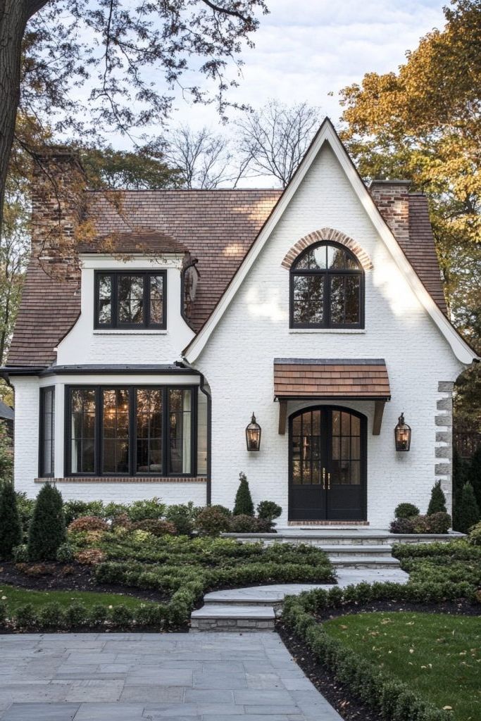 cottage house white facade 1
