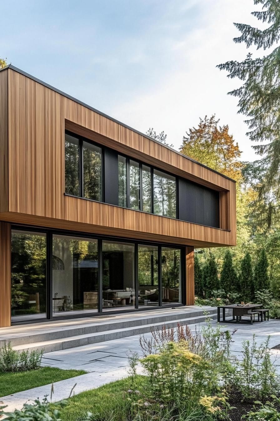 Timber-clad Walls With Minimalist Landscaping