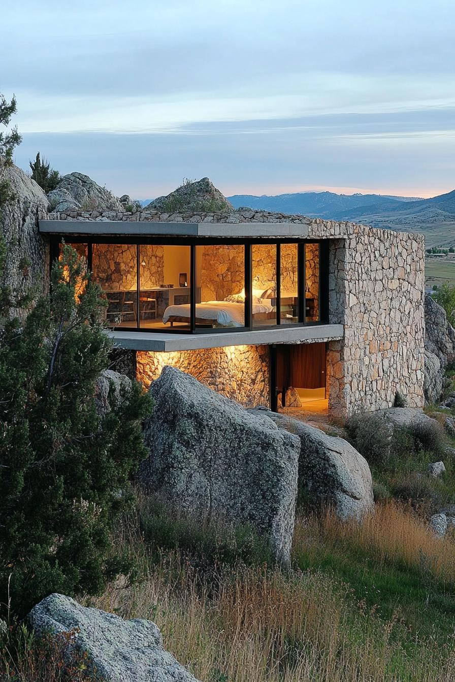 Stone Facade Blending With Landscape
