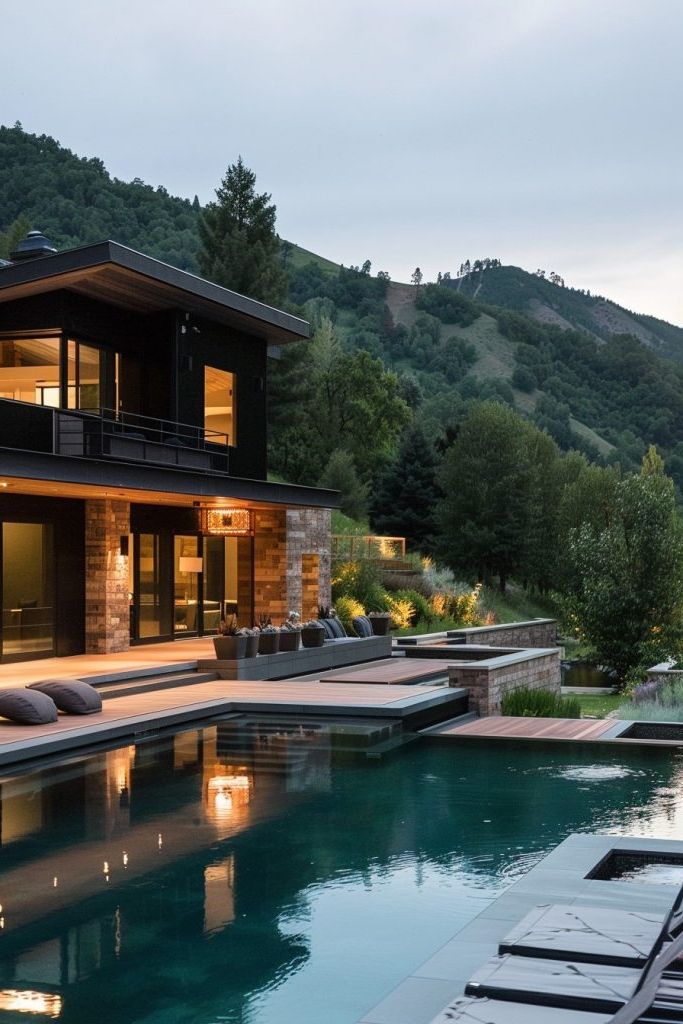 Pool With an Adjacent Yoga Platform