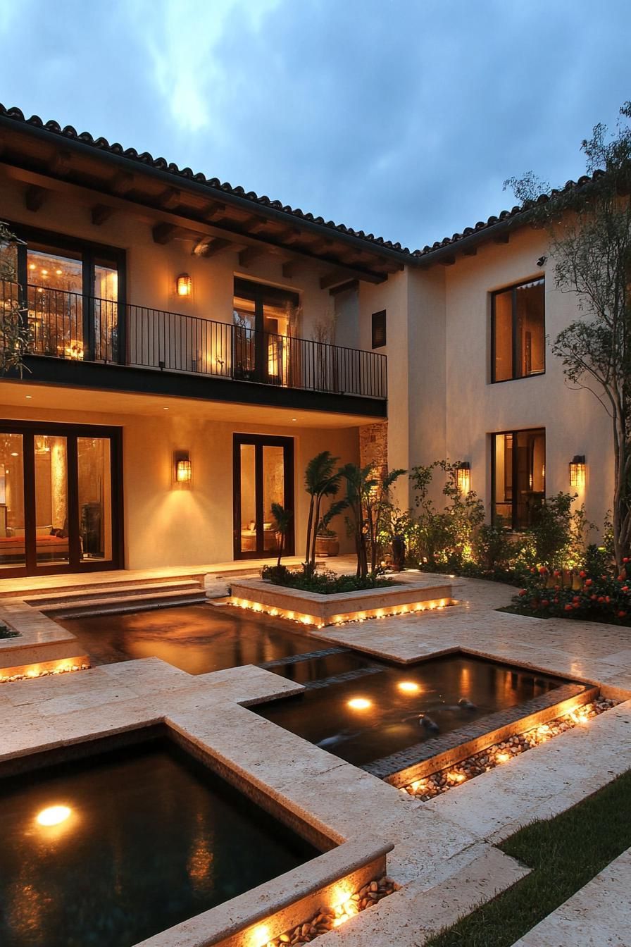 Spanish Hacienda With a Central Courtyard and Fountains