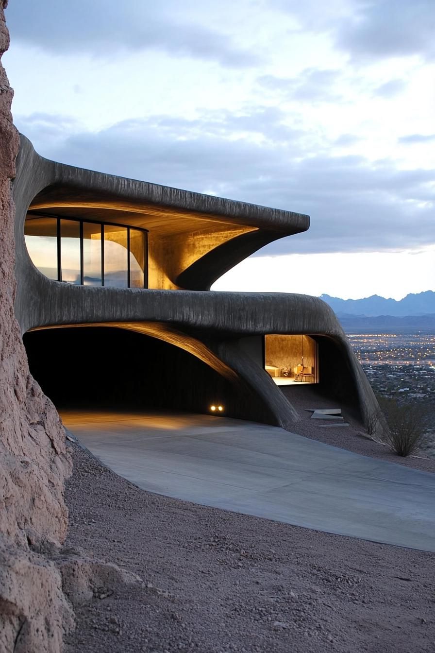 futuristic home garage with stunning mountain city views 3
