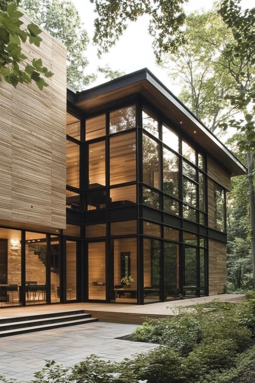 Light Wood Panels Paired With Bold Geometric Shapes