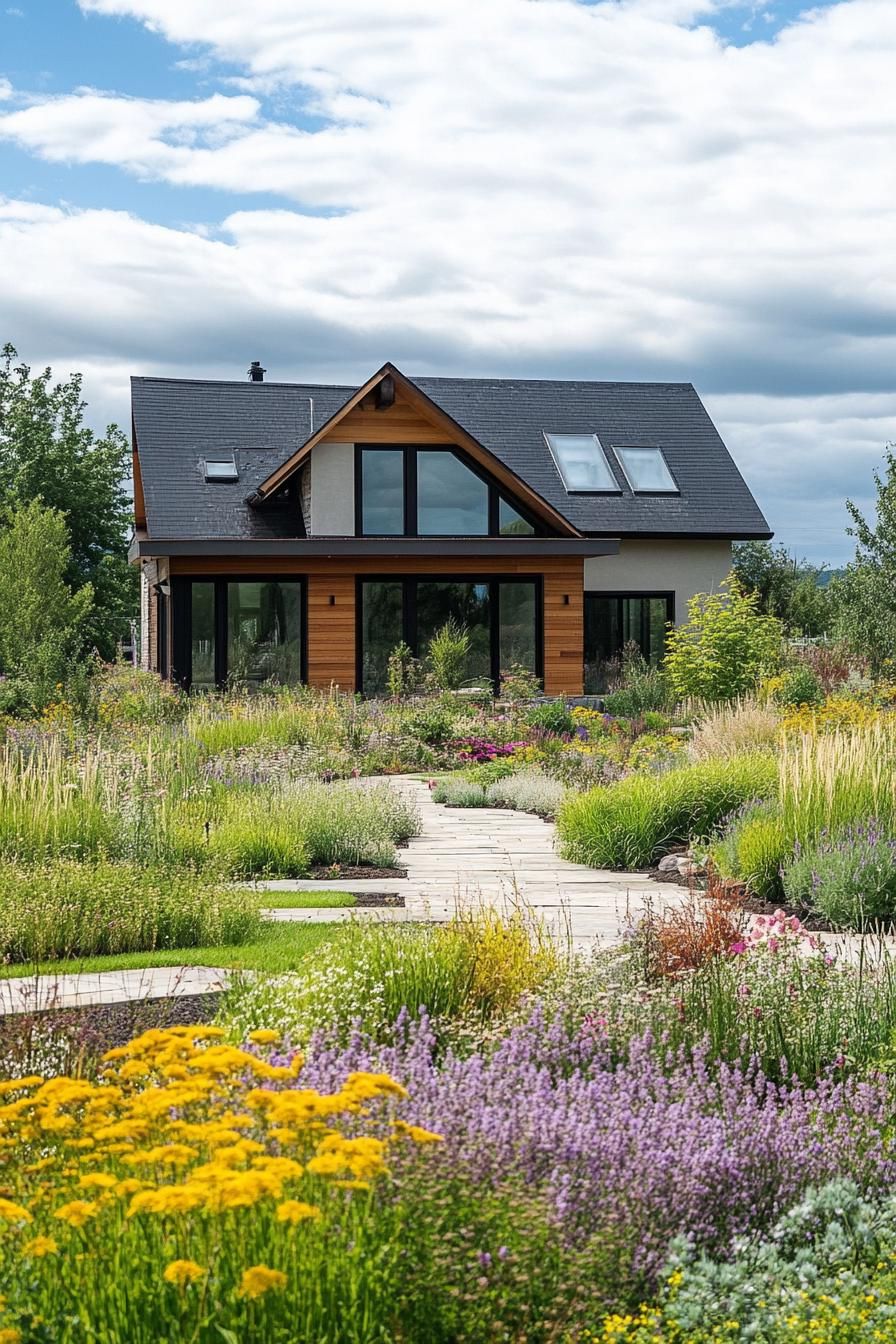 modern house eco friendly rain garden farmhouse meadow landscape