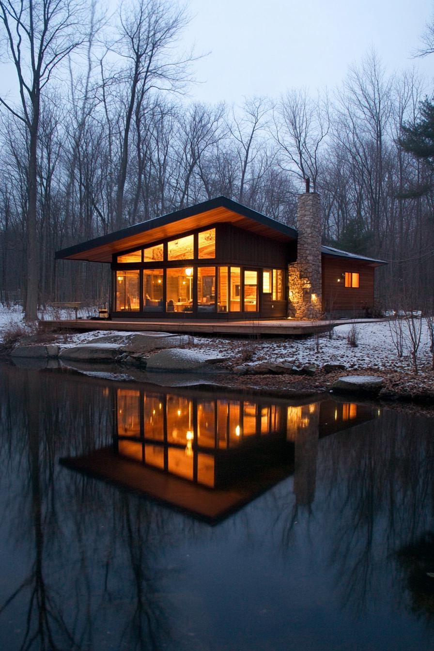 secluded modern cabin with private lake beach 2