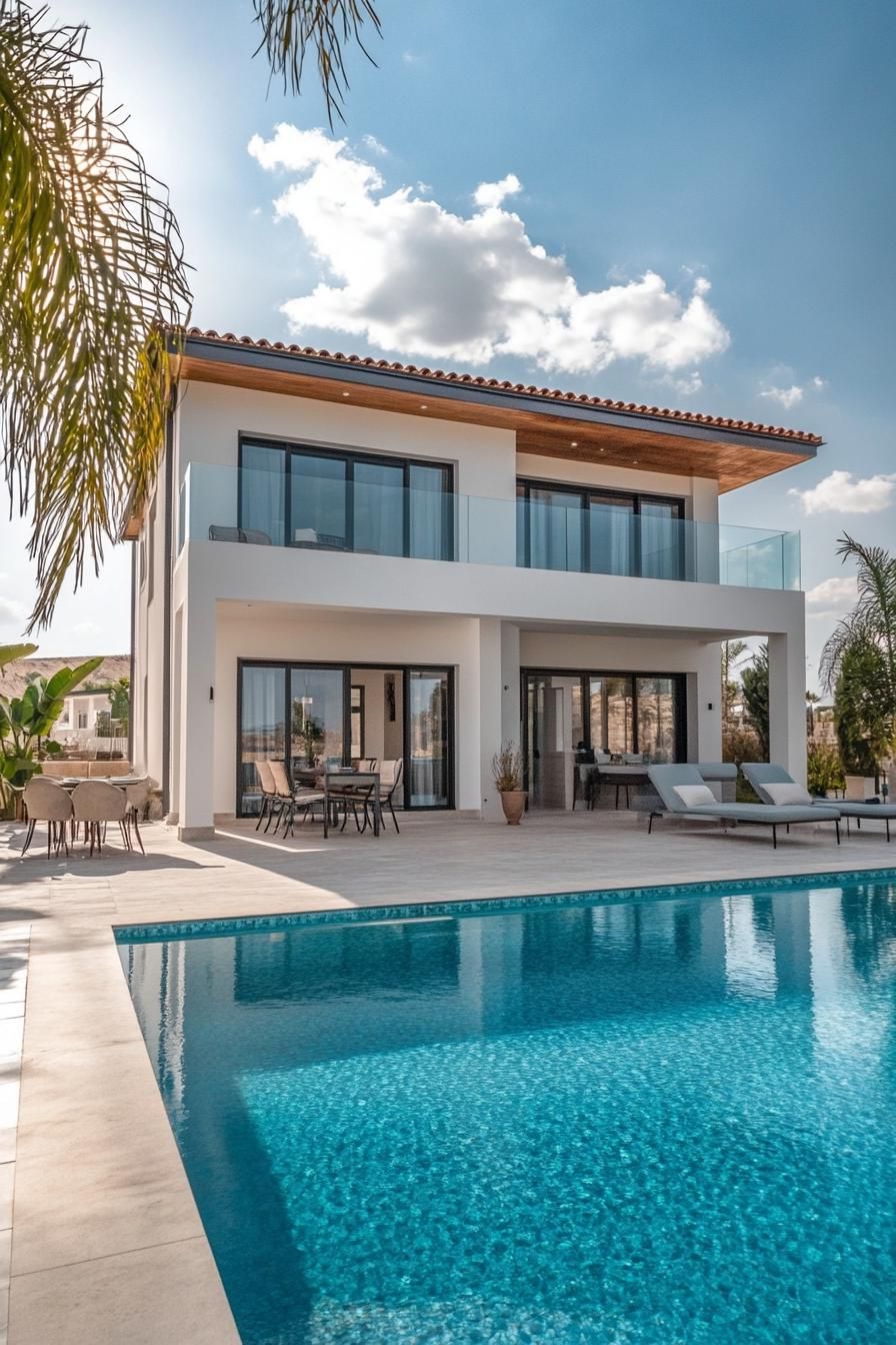 luxury modern Cypriot villa with terraced vineyards