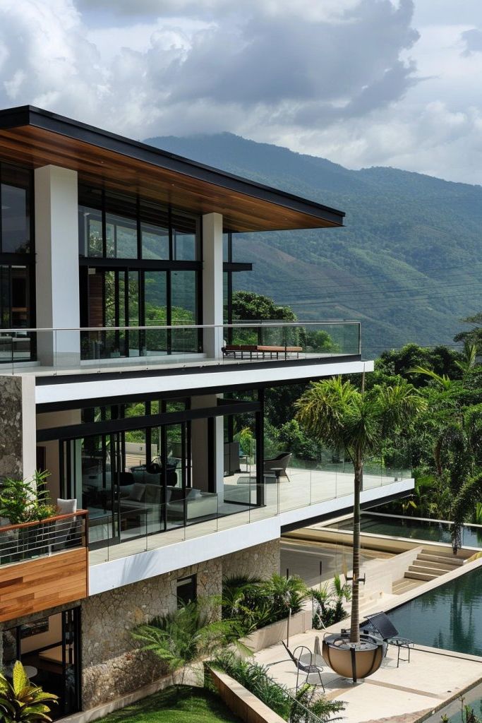 mountain house terraces tropical views