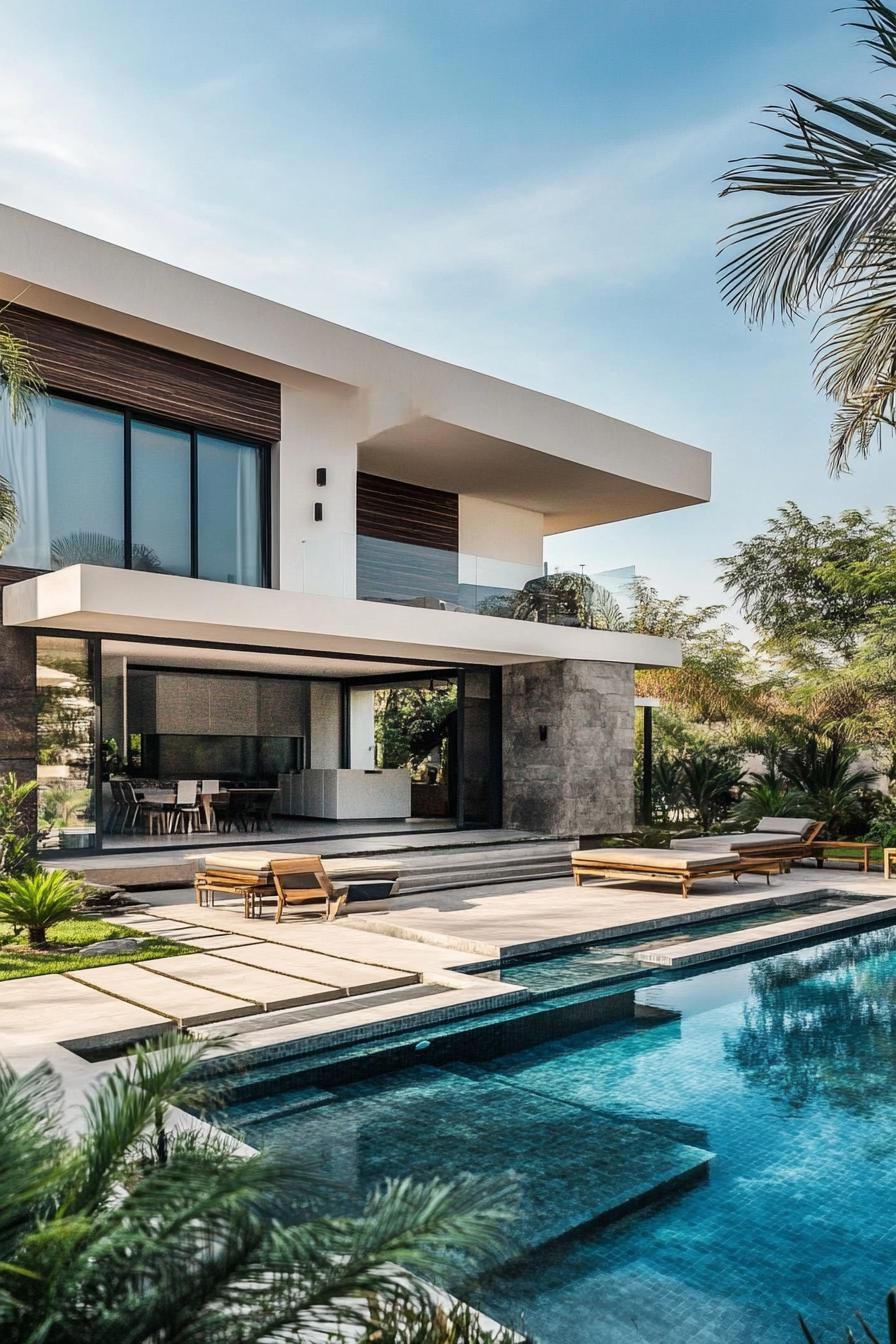 modern house with minimalist pool and geometric landscaping 2