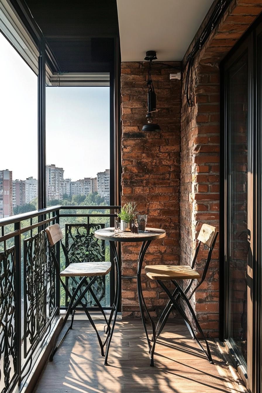 Industrial-style Balcony With Metal Railings