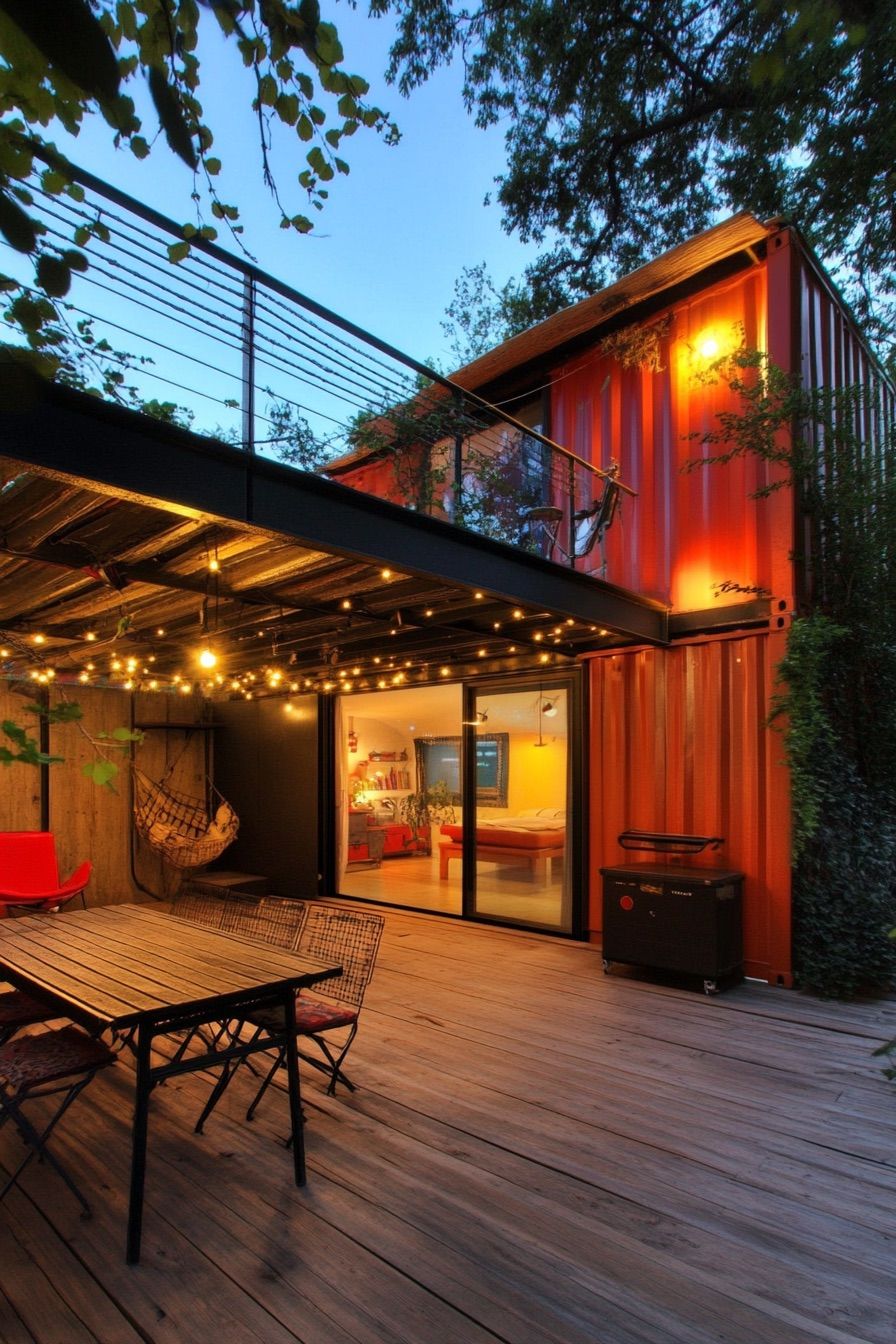 shipping container cabin mediterranean courtyard 4