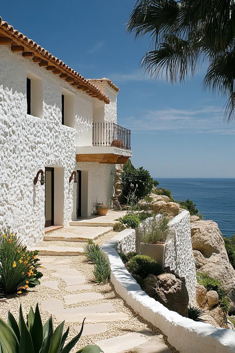 modern spanish villa stucco walls on seashore 2