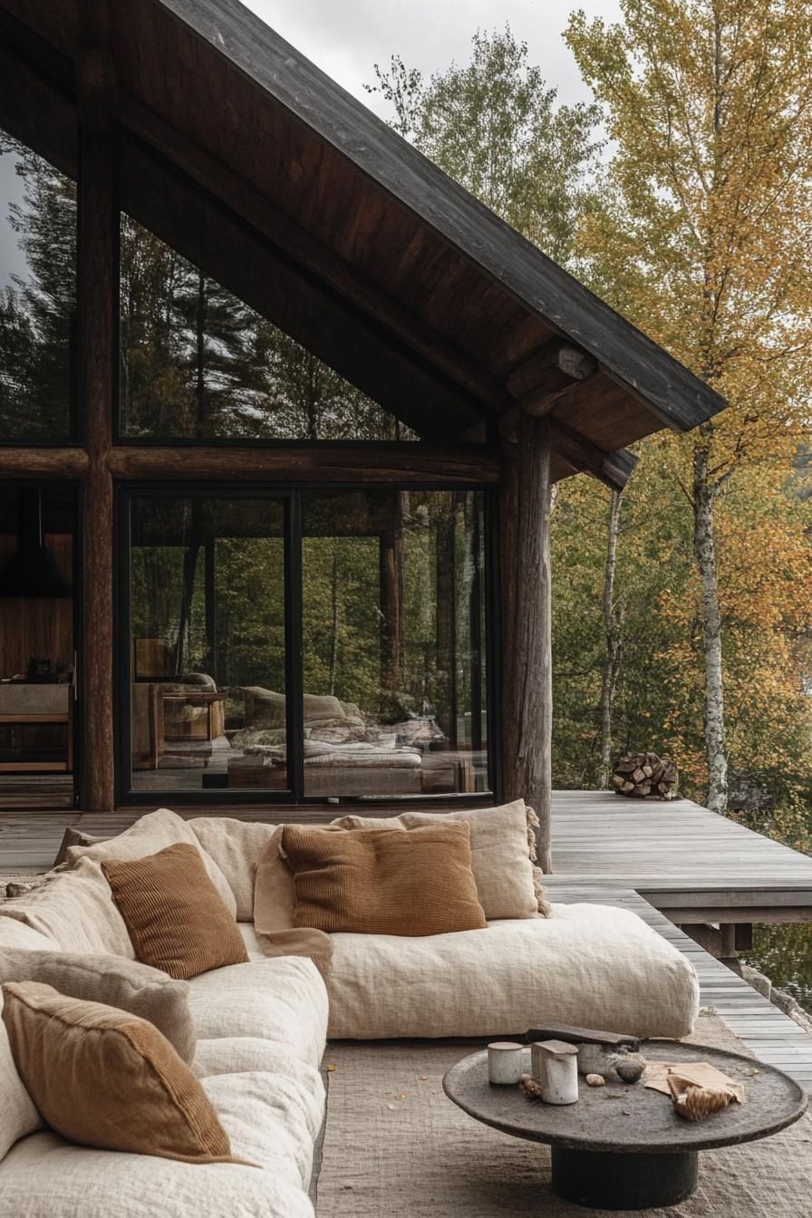 secluded modern cabin with private lake beach