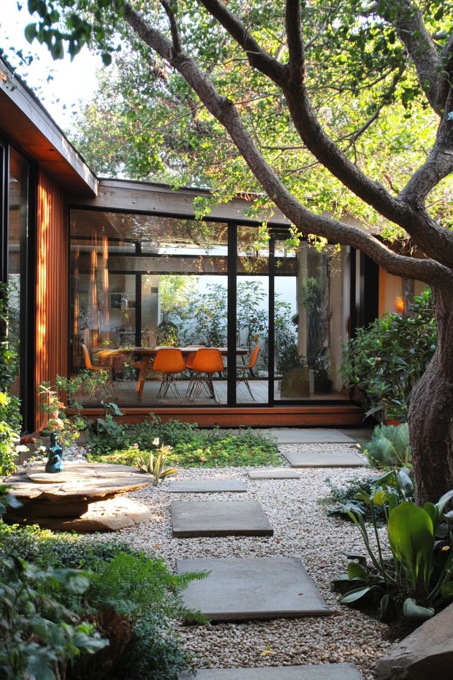 mid century modern house courtyard garden 3