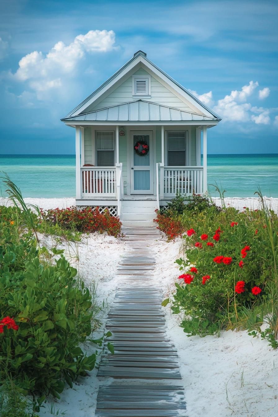Quaint Beachside Cottage With Flower-Lined Path