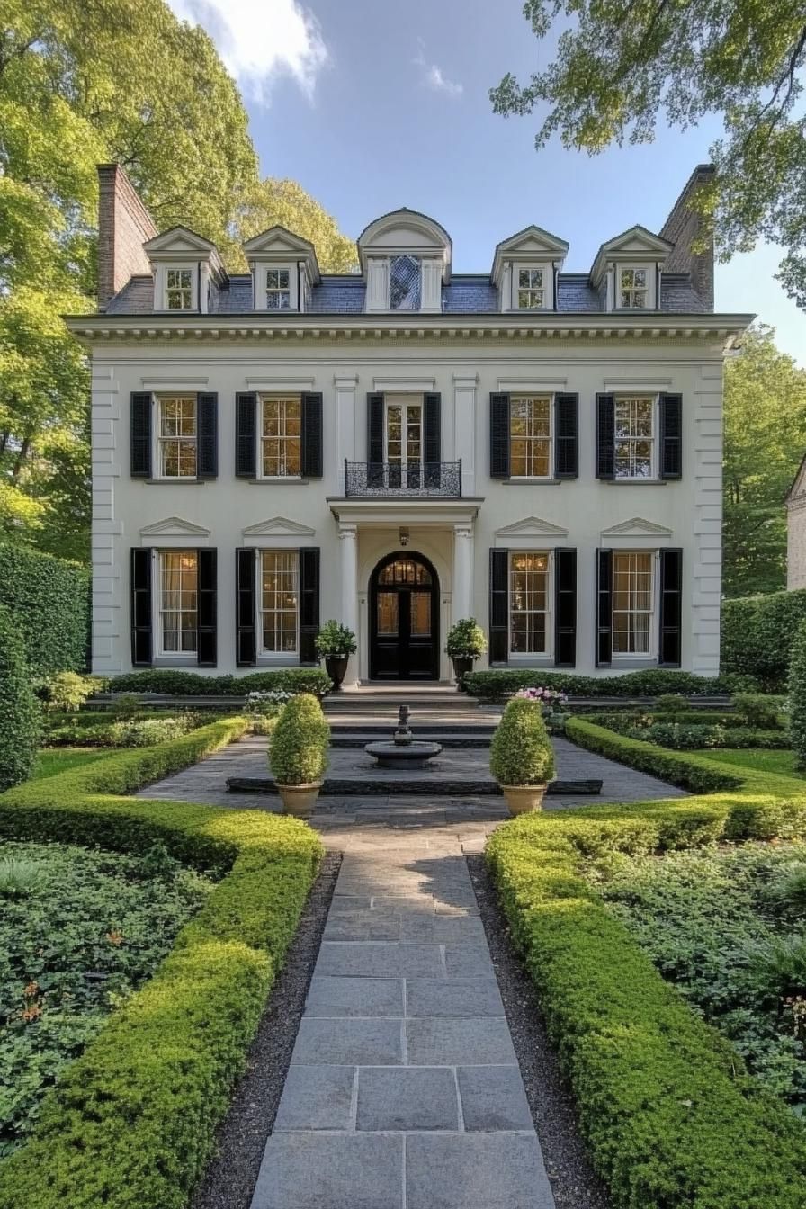 elegant georgian dream house with classic front yard 2