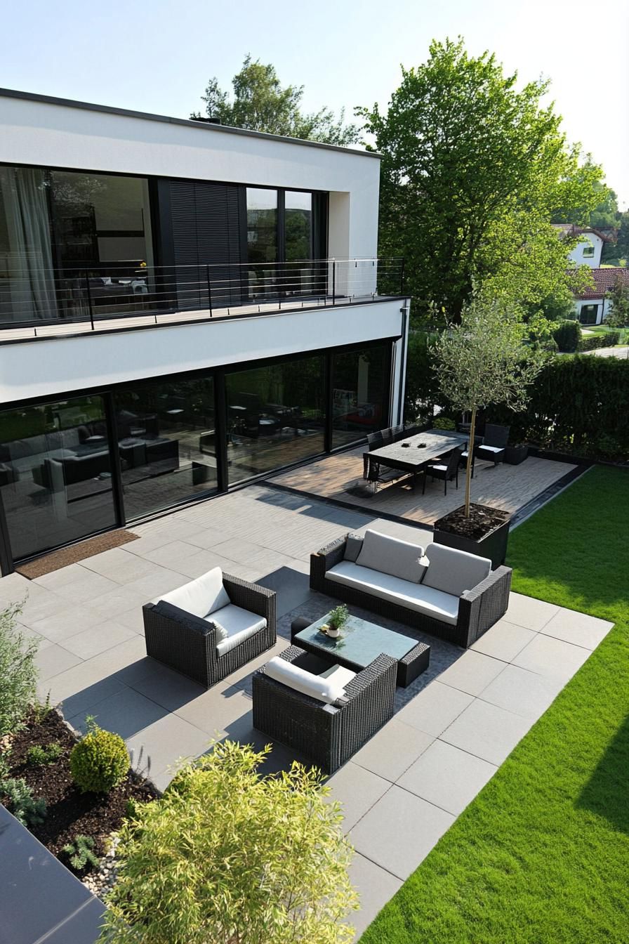 modern house yard with modular outdoor furniture 3
