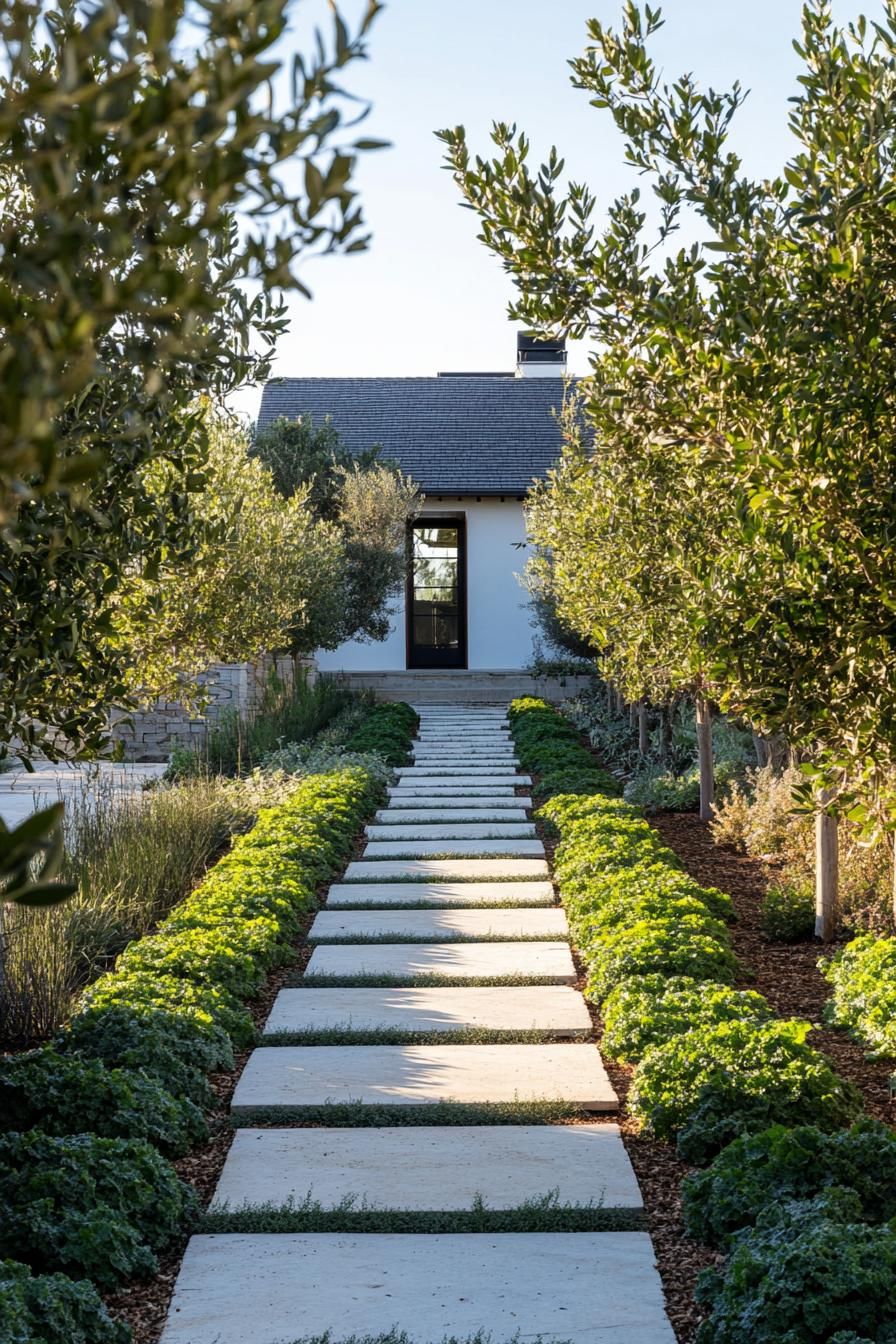 modern farmhouse paths with veggie hedges 3