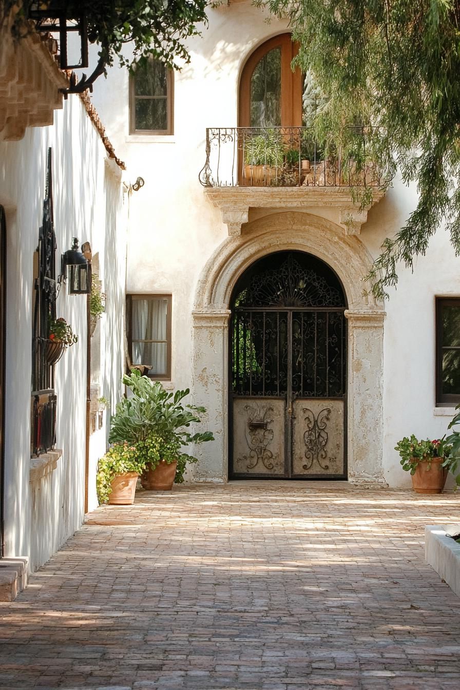 Arched Doorways With Ornate Wrought-iron Gates