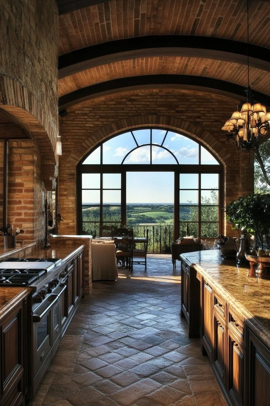 Charming Tuscan Kitchen with Scenic Views