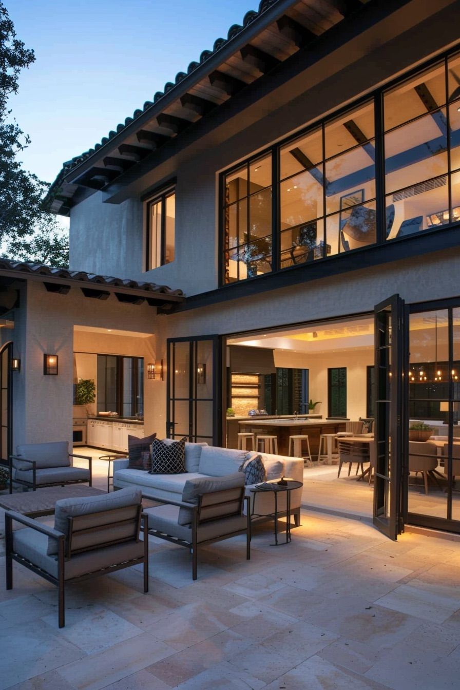 mediterranean house open patio