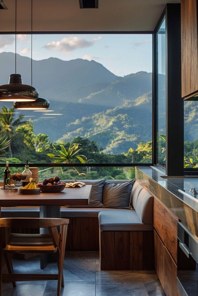 kitchen banquette seating with panoramic views