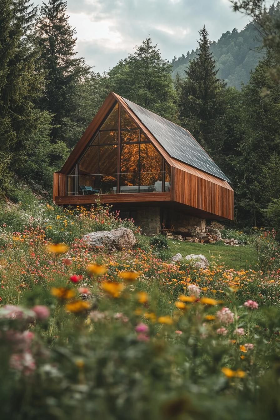 Modern Minimalist Cabin With Solar Panels