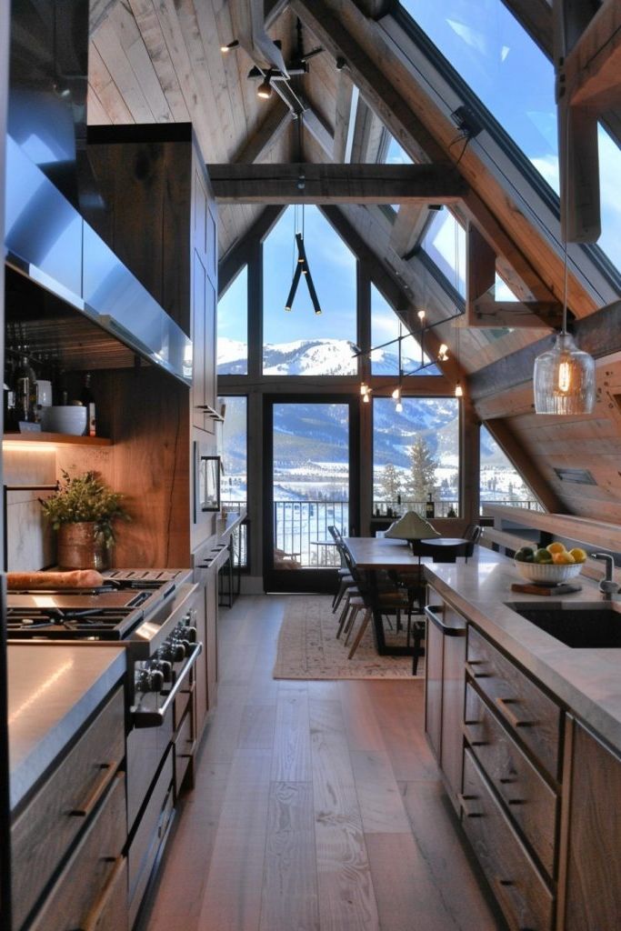 a frame loft windows kitchen