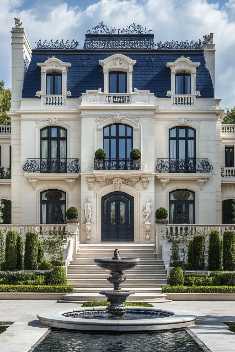 Opulent Entrance of a Grandiose French Mansion