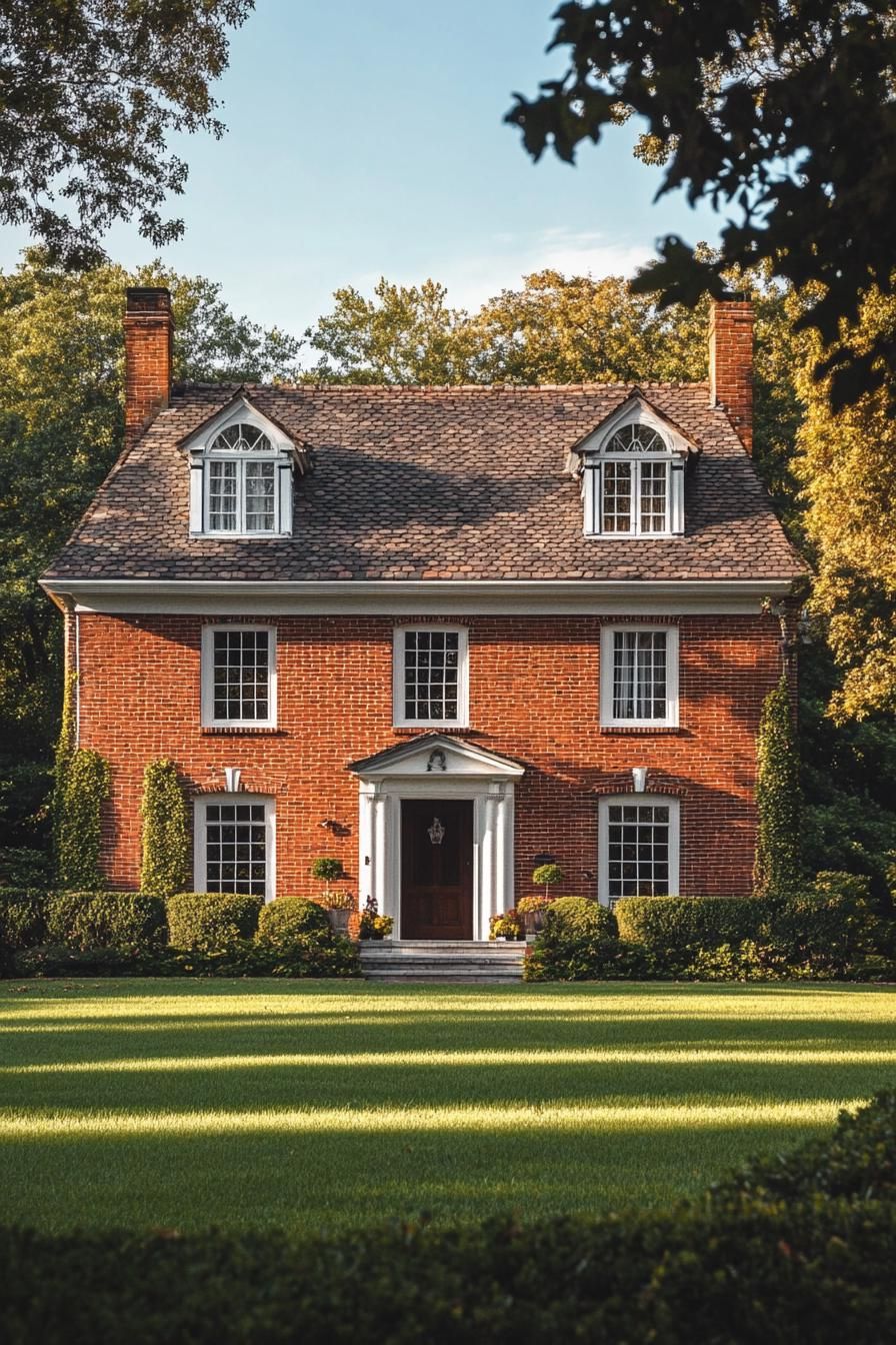 traditional red brick house with lawn 2