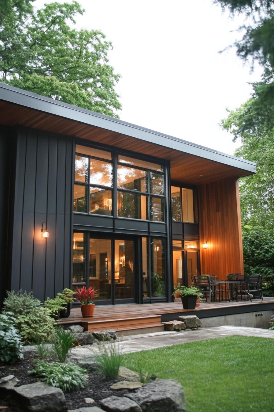 modern industrial steel and wood house in forest grove