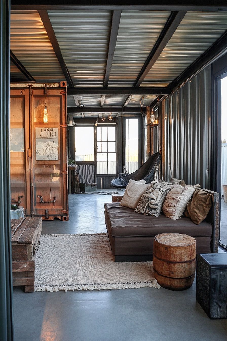 shipping container cabin vintage industrial chic 3