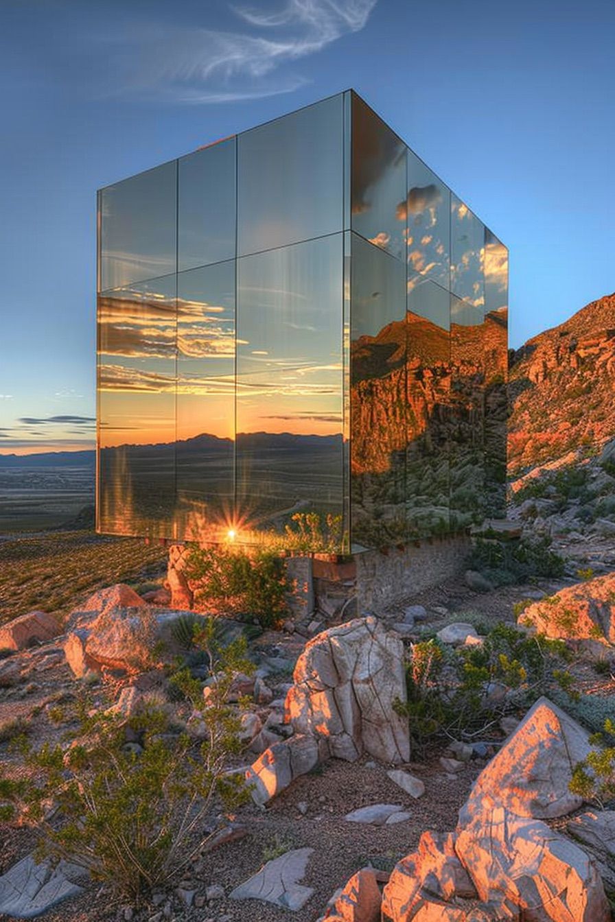 Off-the-Grid Mirror Glass Cabin