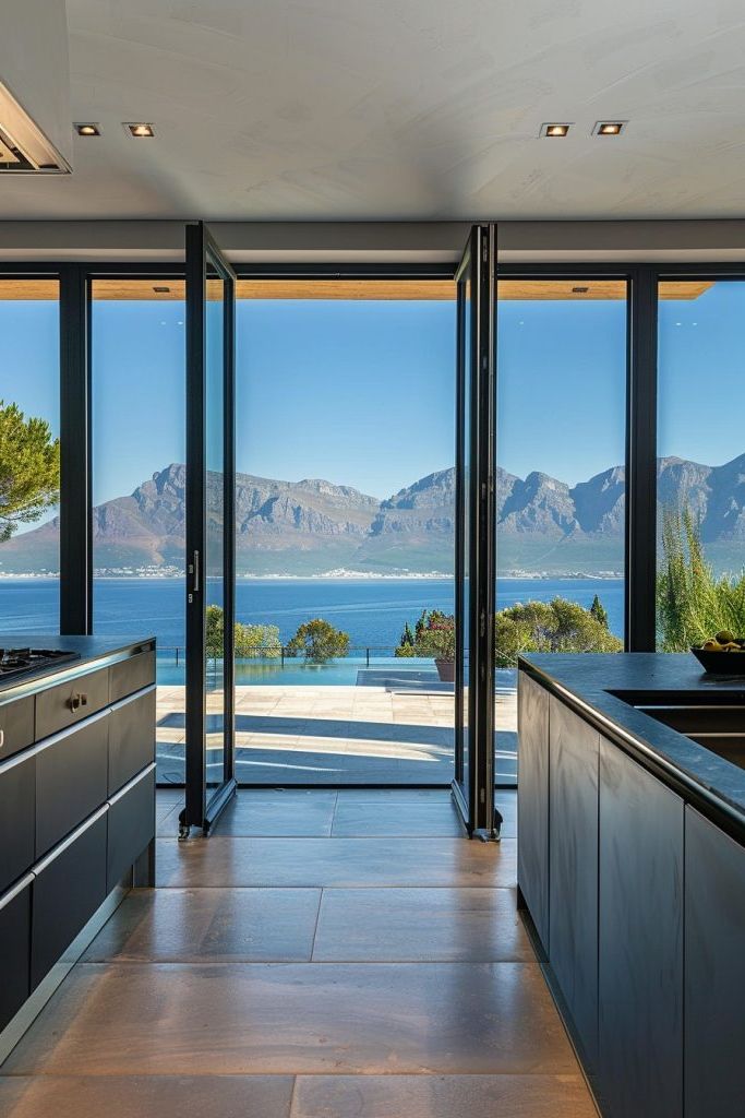 kitchen bi-fold doors with a view
