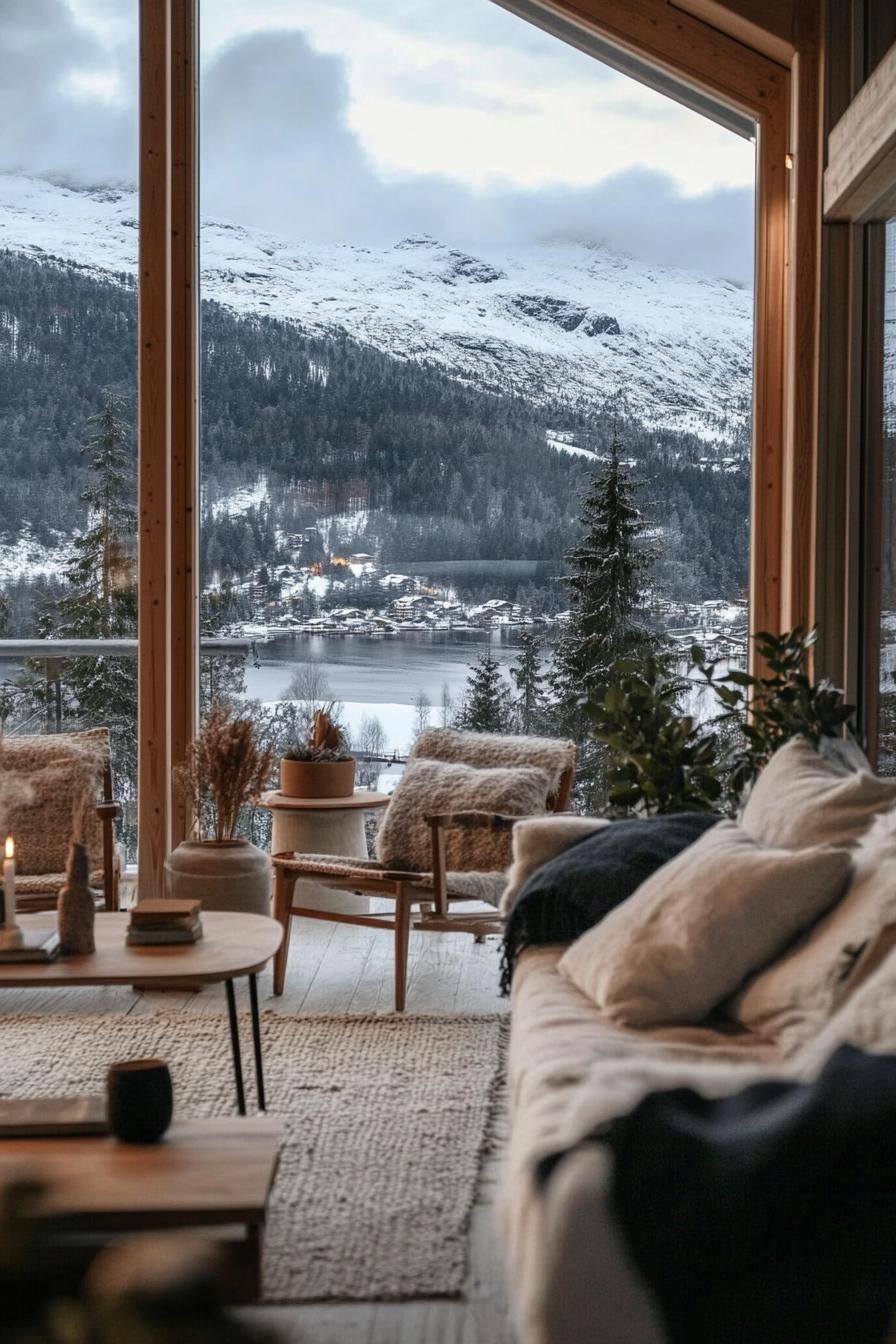 Panoramic Perfection: Living Room with a Mountain View