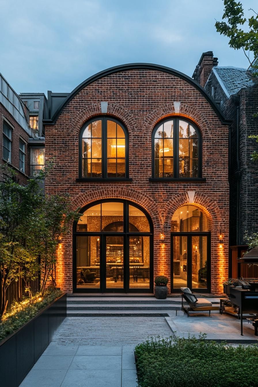 revived brick house with arches