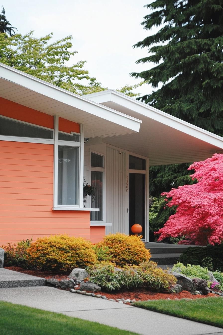 Aqua and Coral With White Trim
