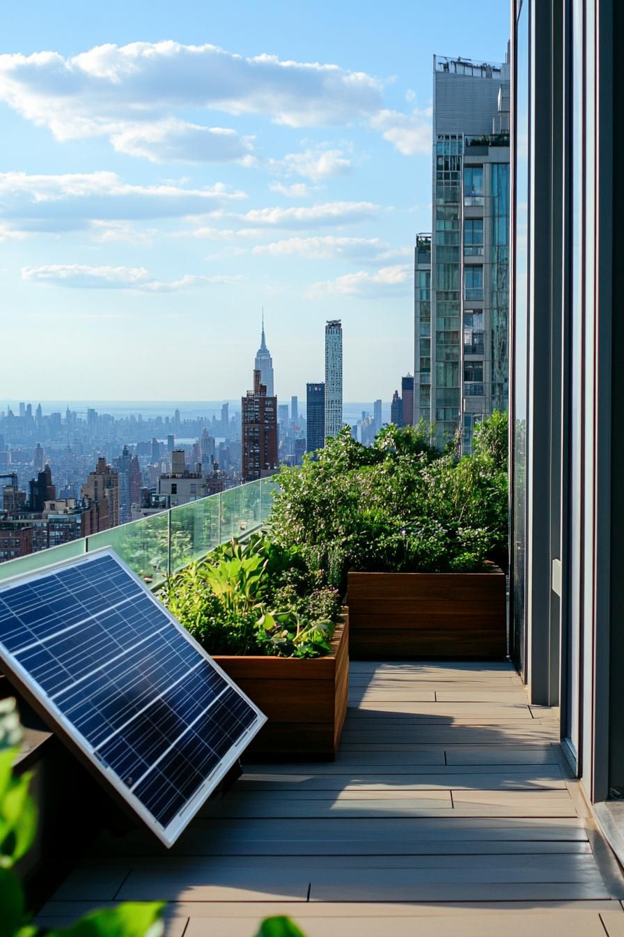 Green Rooftop Balcony With Solar Panels