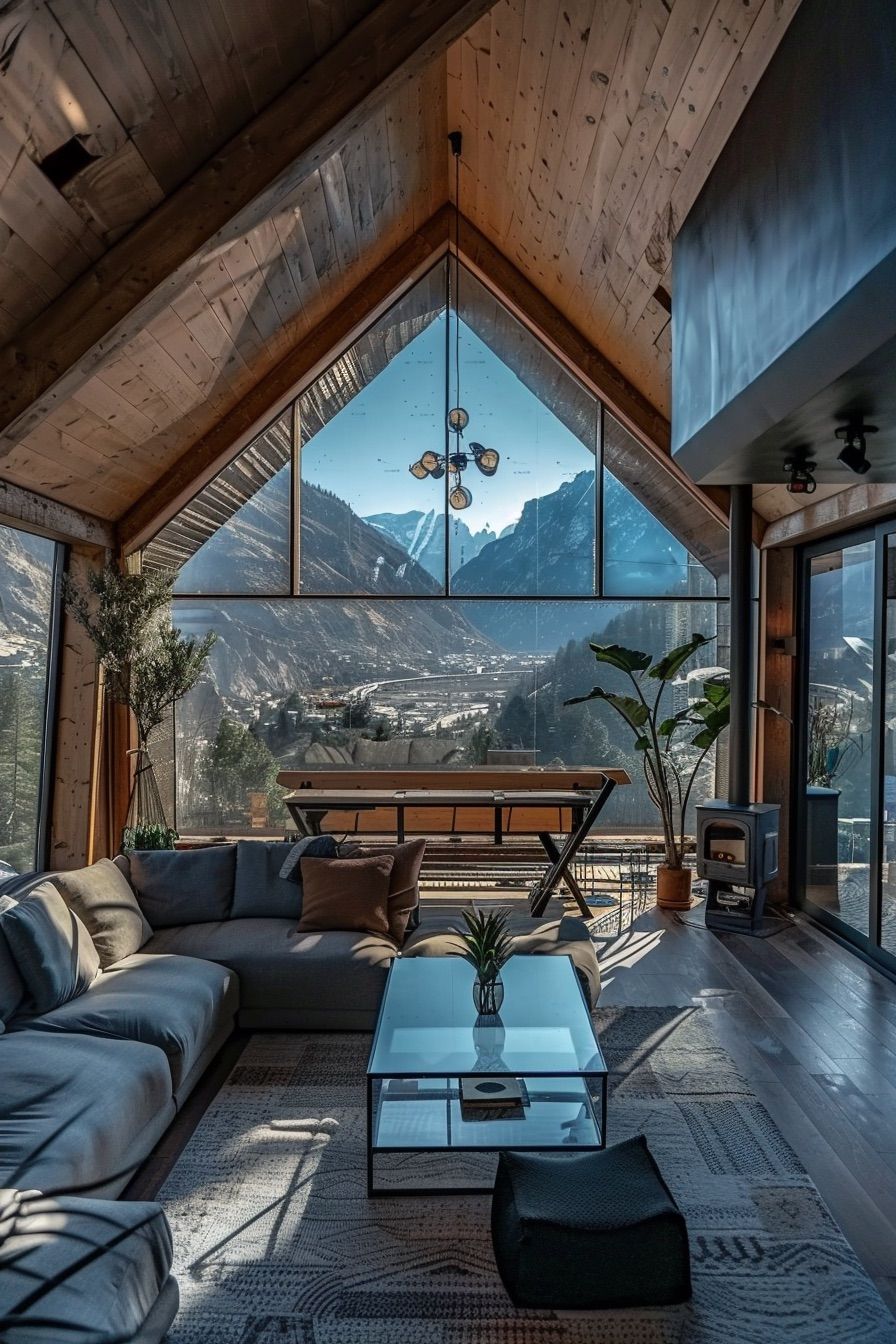 Split-Level Loft Glass Cabin