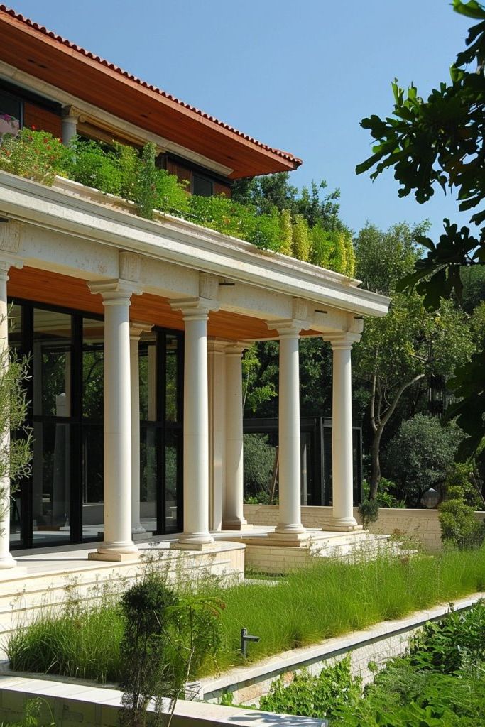 Classical Pillars, Contemporary Rooftop Garden