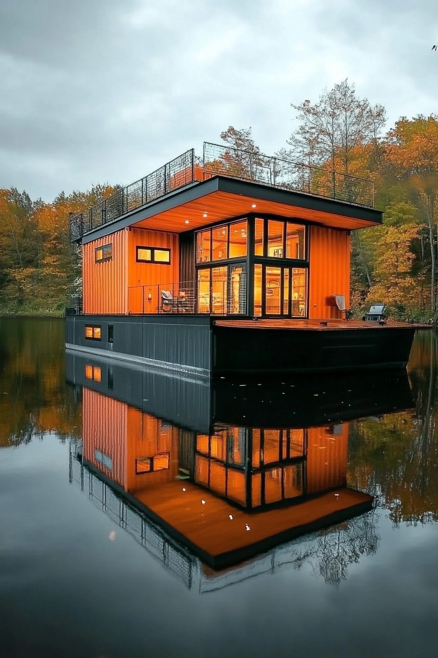 shipping container house houseboat 4