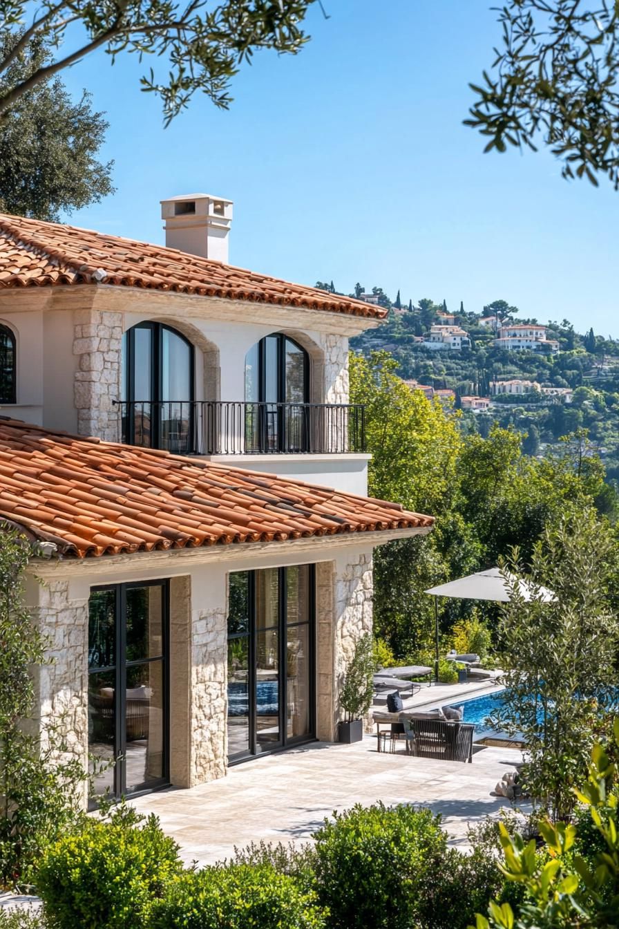 modern French mediterranean house with terracotta roof Riviera views 2