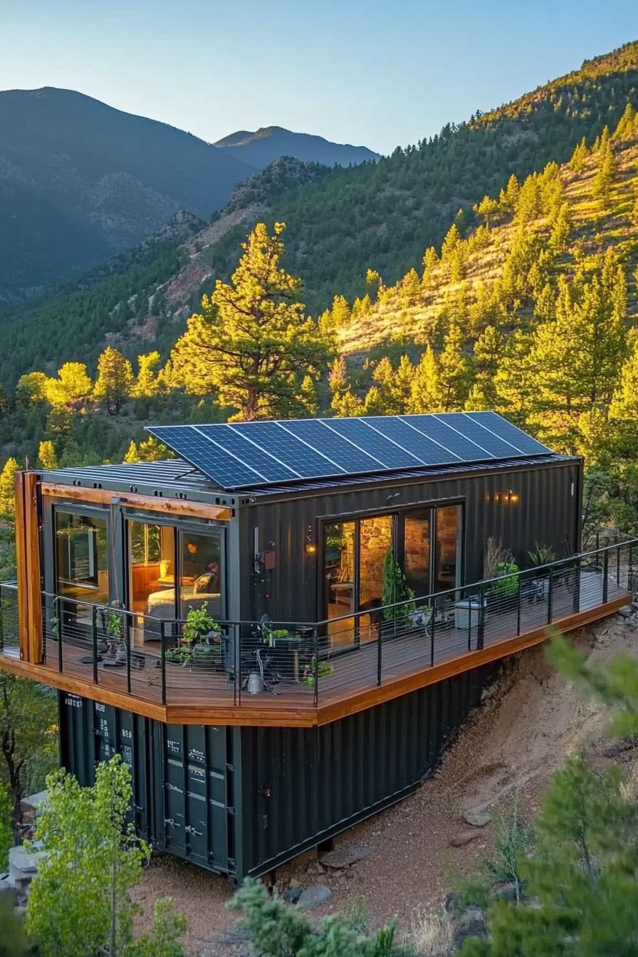 shipping container cabin solar roof 3