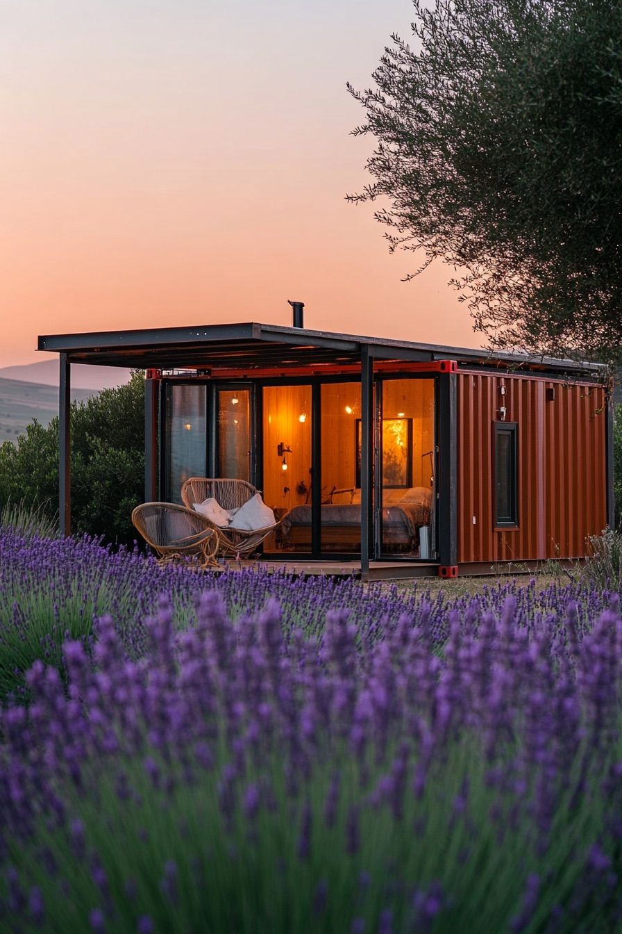 shipping container rustic farmhouse cabin 2