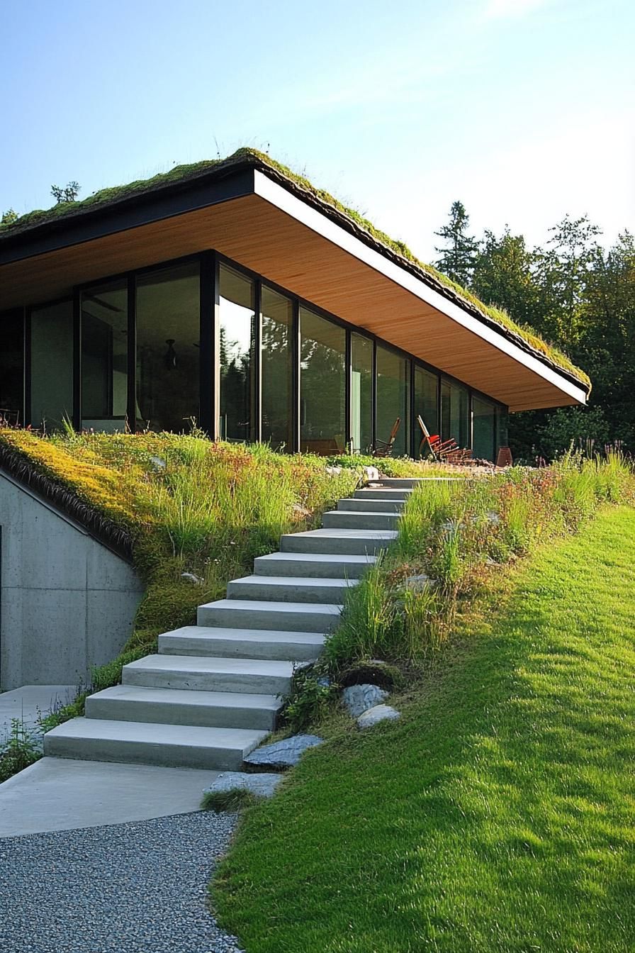 modern green exterior house with earth roof 3