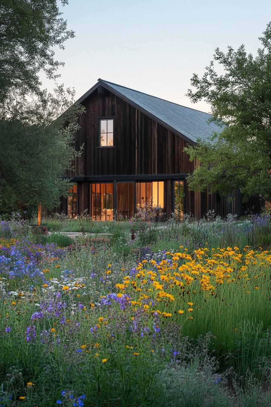 Rustic Barn-style House With Wildflower Garden