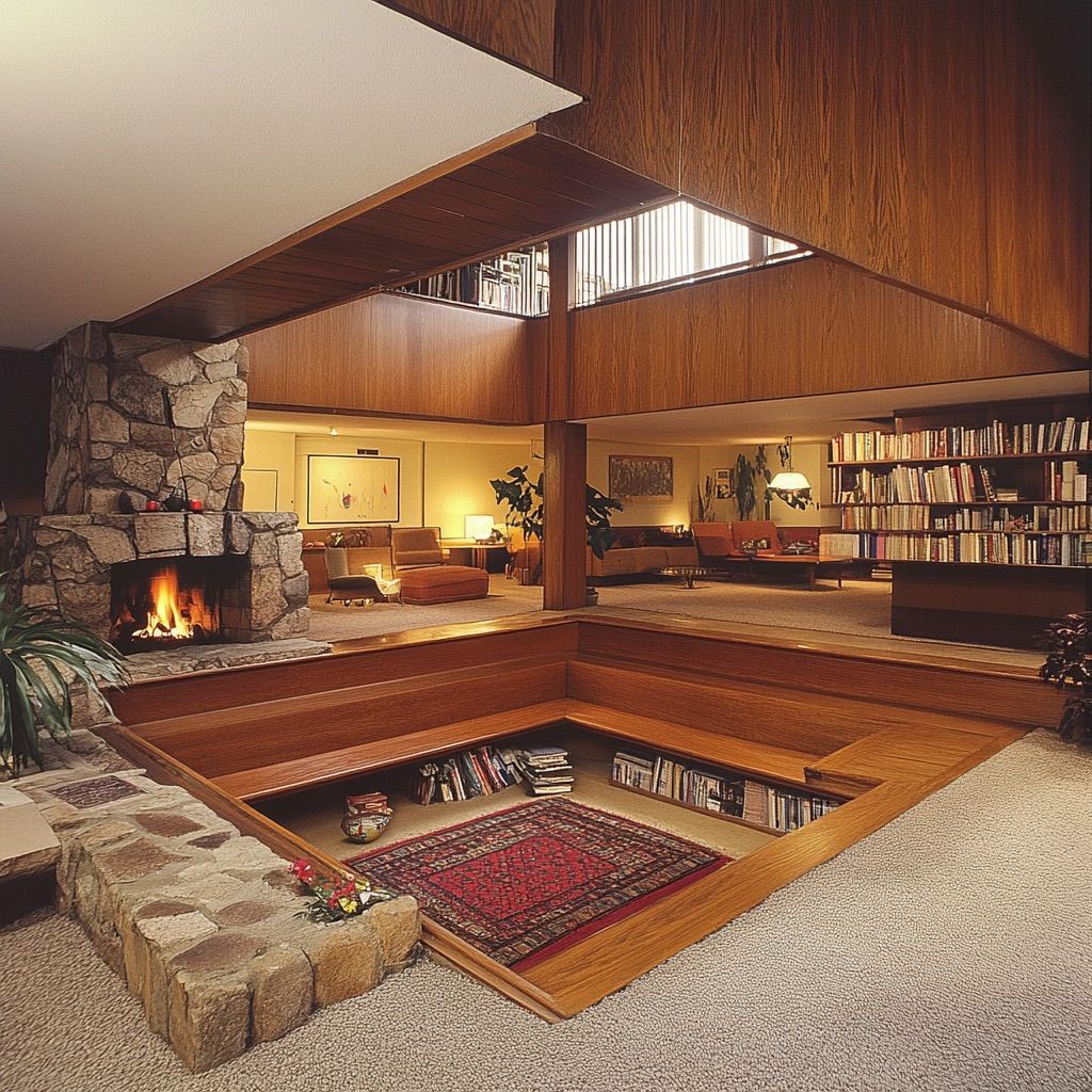 mid century modern house sunken living room 3