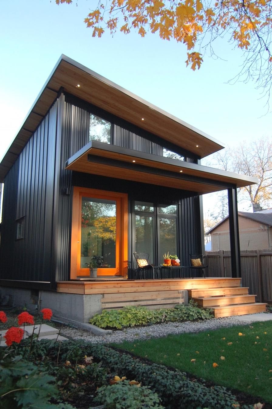 Corrugated Iron Sheets With Exposed Wood Beams