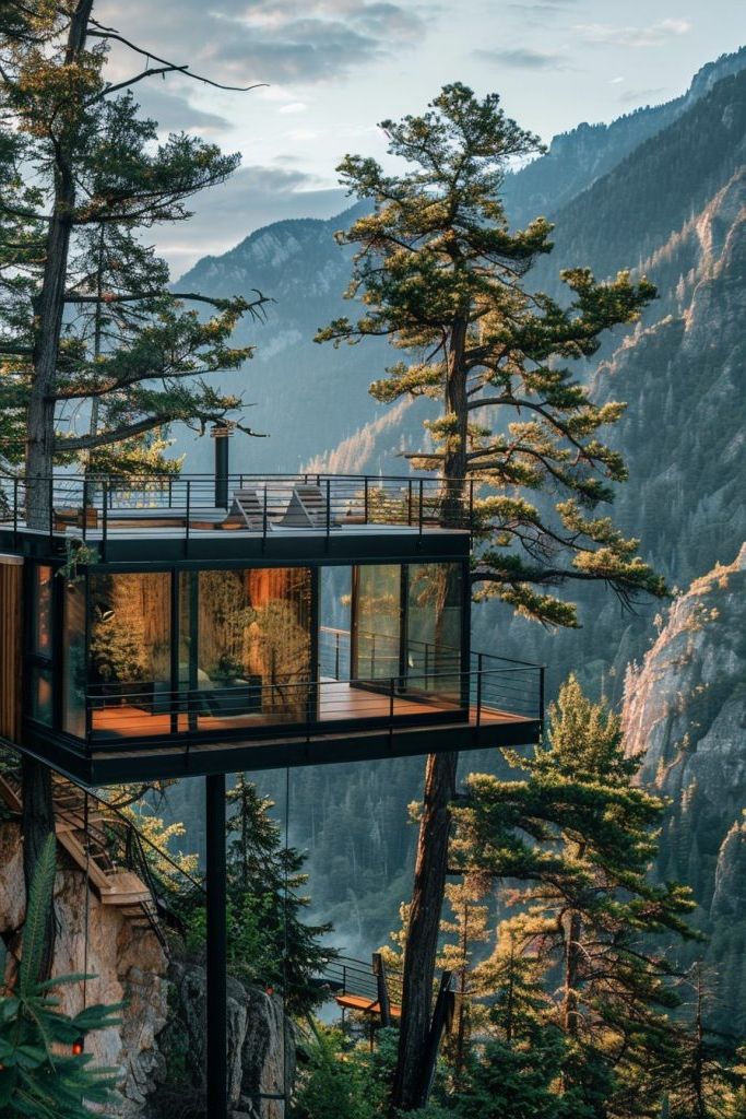 modern treetop cabin