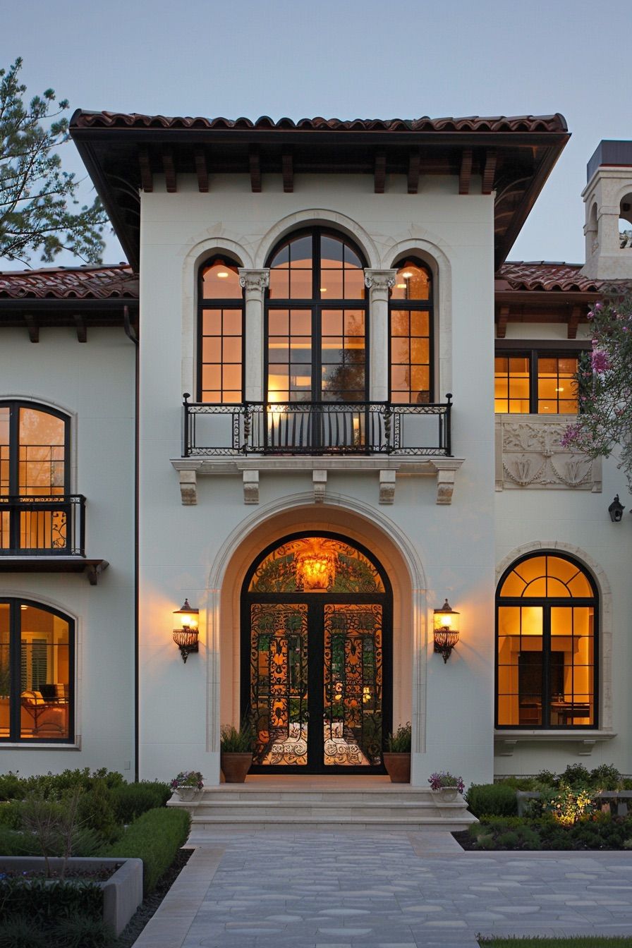 mediterranean house ornate iron gate